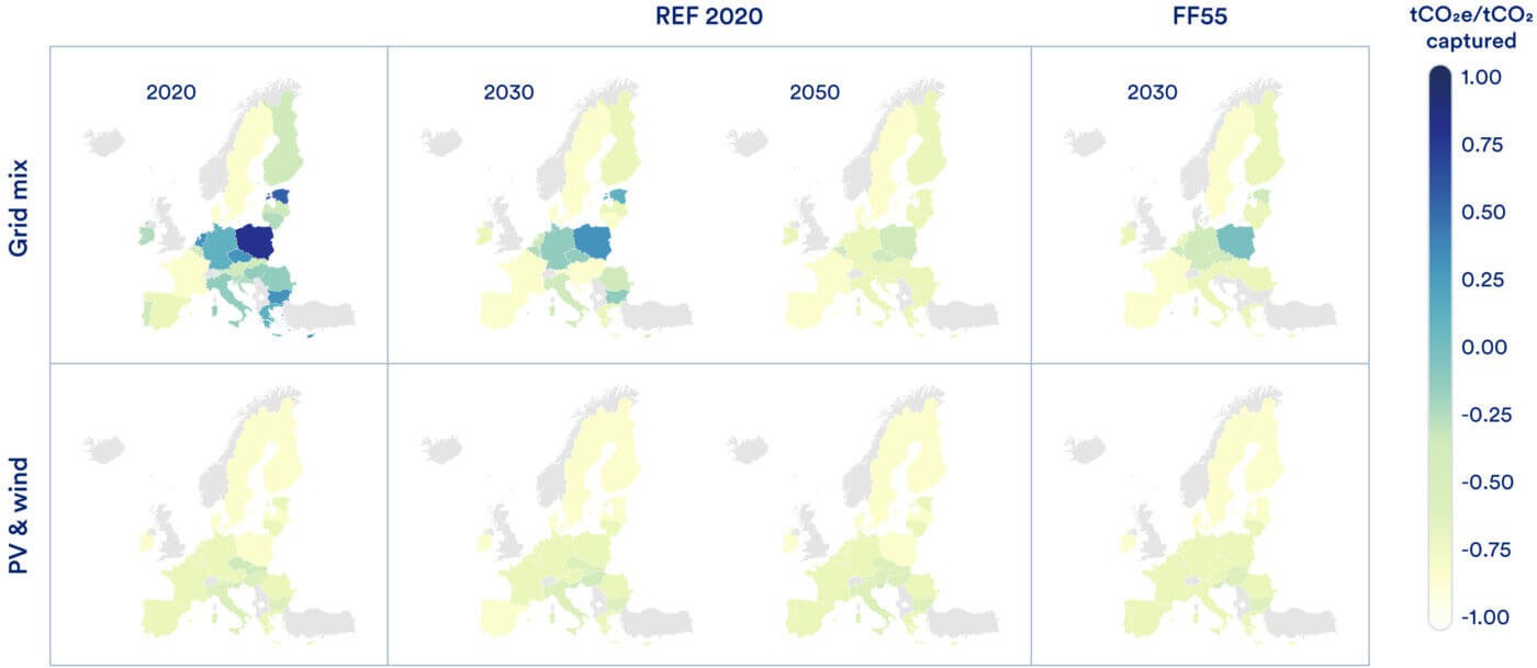 A map of europe with different colored squares  Description automatically generated