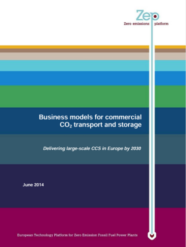 Cover of the report on Business models for CO2 transport and storage