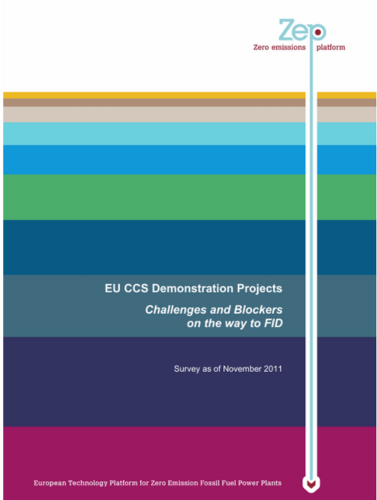 Cover of the report EU CCS Demonstration projects: challenges and blockers on the way to fid