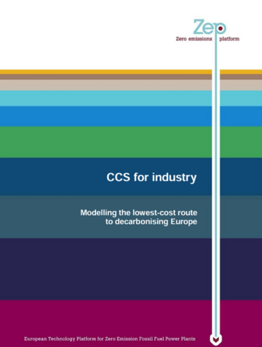Cover of the report: "CCS for industry - modelling the lowest-cost route to decarbonising europe"